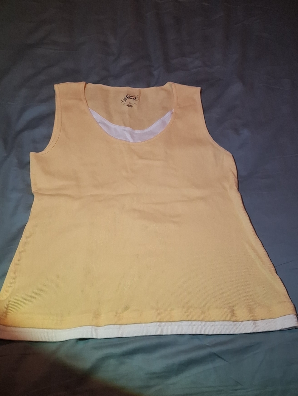 Style & Co. Pale Yellow Tank with White Trim